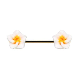 WILDKLASS Springtime Plumeria Flower Nipple Barbell Ring-WildKlass Jewelry