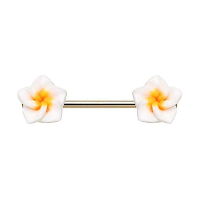 WILDKLASS Springtime Plumeria Flower Nipple Barbell Ring-WildKlass Jewelry