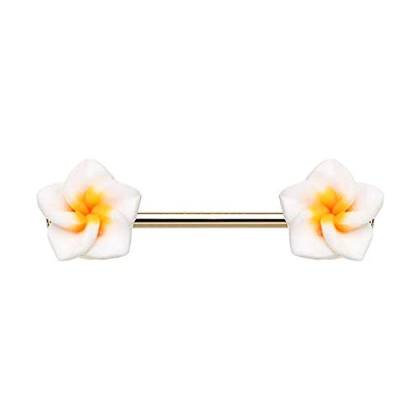 WILDKLASS Springtime Plumeria Flower Nipple Barbell Ring-WildKlass Jewelry