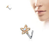 WildKlass Flower Contour Dome Opal Center 316L Surgical Steel L Bend Nose Stud Rings-WildKlass Jewelry