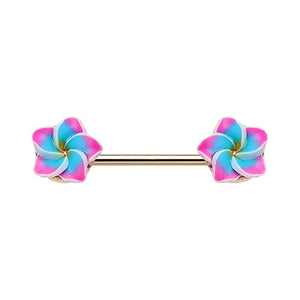 WILDKLASS Tropical Plumeria Flower Nipple Barbell Ring-WildKlass Jewelry