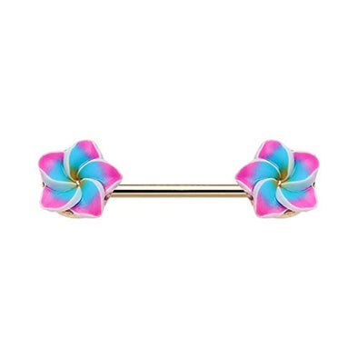 WILDKLASS Tropical Plumeria Flower Nipple Barbell Ring-WildKlass Jewelry