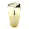 WildKlass Stainless Steel Ring IP GoldMen Top Grade Crystal Clear-WildKlass Jewelry