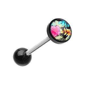 Hawaiian Luau Flower Logo Acrylic WildKlass Barbell Tongue Ring-WildKlass Jewelry