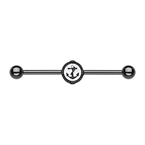 Blackline Anchor Rivet WildKlass Industrial Barbell-WildKlass Jewelry