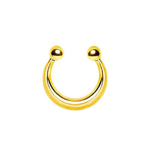 WildKlass Gold Plated Fake Septum Clicker with Removable Balls-WildKlass Jewelry