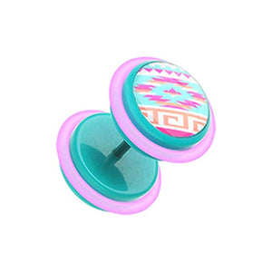 Pastel Navajo Retro Acrylic WildKlass Fake Plug with O-Rings-WildKlass Jewelry