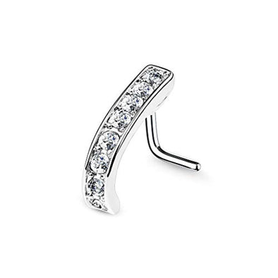 WildKlass Channel Set CZ Nose Crawlers 316L Surgical Steel L Bend Nose Stud Rings-WildKlass Jewelry