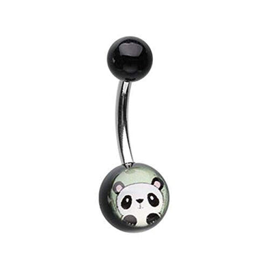 Peeking Panda Acrylic Logo WildKlass Belly Button Ring-WildKlass Jewelry