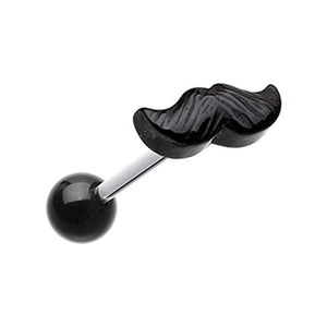 Mustache Acrylic WildKlass Barbell Tongue Ring-WildKlass Jewelry