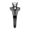 WildKlass Stainless Steel Ring IP Light Black (IP Gun) Women AAA Grade CZ Clear-WildKlass Jewelry