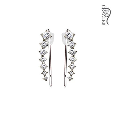 Pair of Seven Round Crystals Ascending WildKlass Ear Crawler/Ear Climber-WildKlass Jewelry