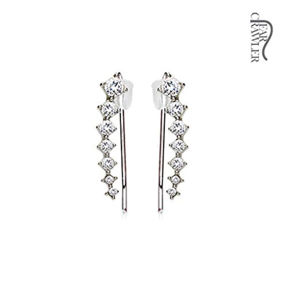 Pair of Seven Round Crystals Ascending WildKlass Ear Crawler/Ear Climber-WildKlass Jewelry