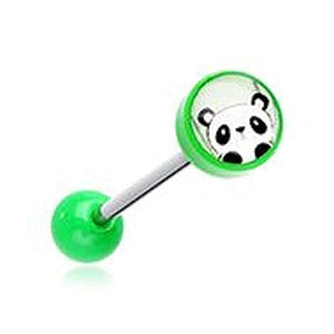 Peeking Panda Acrylic Logo WildKlass Barbell Tongue Ring-WildKlass Jewelry