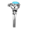 WildKlass Stainless Steel Heart Ring High Polished (no Plating) Women Synthetic Sea Blue-WildKlass Jewelry