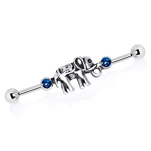 316L Stainless Steel Lucky Elephant WildKlass Industrial Barbell-WildKlass Jewelry