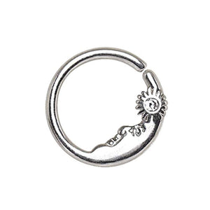 WildKlass 316L Stainless Steel Sun & Moon Seamless Rings/Cartilage Earrings-WildKlass Jewelry