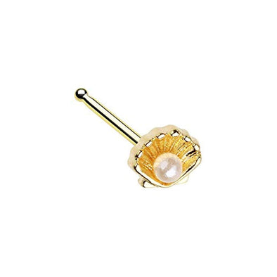 Golden Ariel's Pearl Shell WildKlass Nose Stud Ring-WildKlass Jewelry