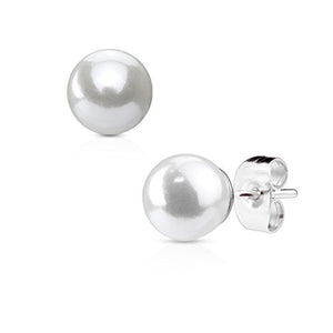 Pair of Pearl 316L Surgical Steel WildKlass Earring Studs-WildKlass Jewelry