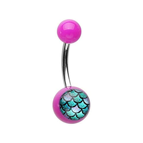 Mermaid Scales Acrylic Logo WildKlass Belly Button Ring-WildKlass Jewelry
