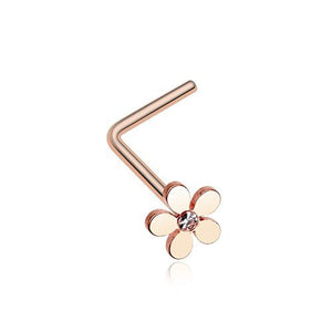 Grand Plumeria L-Shaped Nose Ring 316L Surgical Steel-WildKlass Jewelry