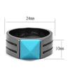 WildKlass Stainless Steel Ring IP Light Black (IP Gun) Men Synthetic Sea Blue-WildKlass Jewelry