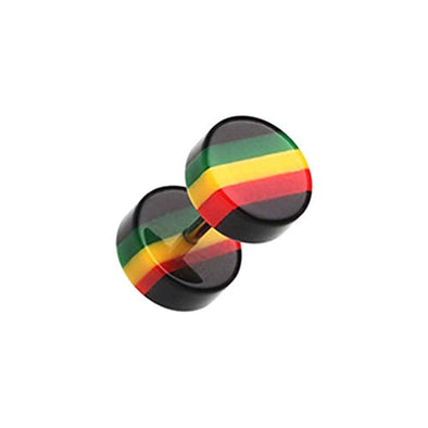 Jamaican Rasta Stripe Acrylic WildKlass Fake Plug-WildKlass Jewelry
