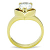 WildKlass Stainless Steel Solitaire Ring IP Gold Women AAA Grade CZ Clear-WildKlass Jewelry