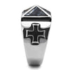 WildKlass Stainless Steel Ring High Polished Men Leather Jet-WildKlass Jewelry