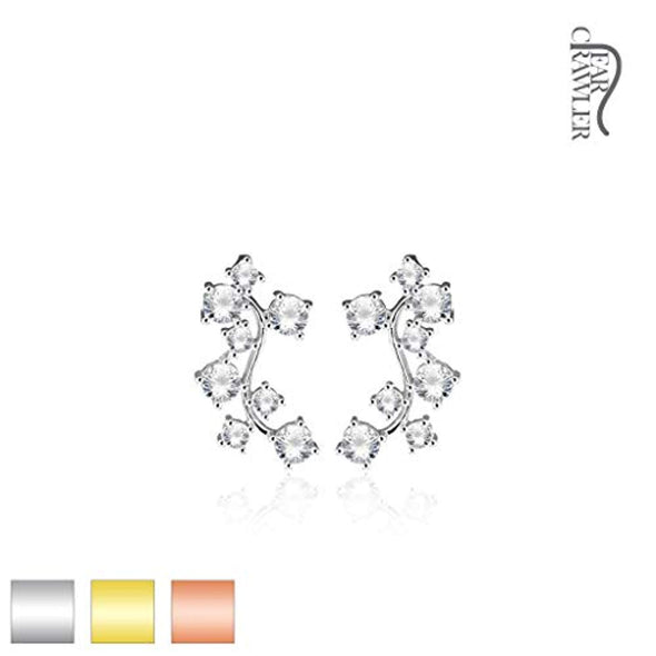 Pair of CZ Cluster Vine Prepacked WildKlass Ear Crawler/Ear Climber-WildKlass Jewelry