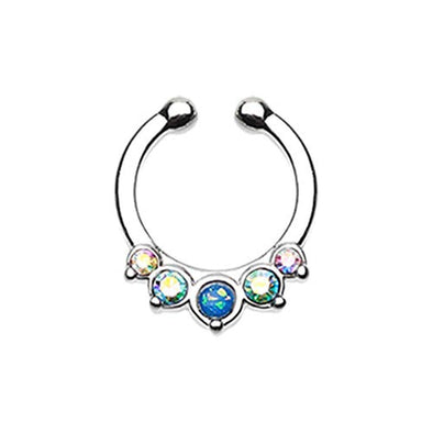 Classic Opal Precia Fake WildKlass Septum Clip-On Ring-WildKlass Jewelry