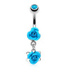 Double Metal Rose WildKlass Navel Ring Gem WildKlass Ball (Sold by Piece)-WildKlass Jewelry