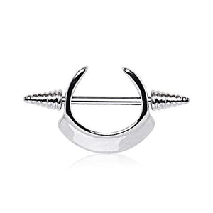 316L Stainless Steel Spiked Crescent Horseshoe WildKlass Nipple Shield-WildKlass Jewelry