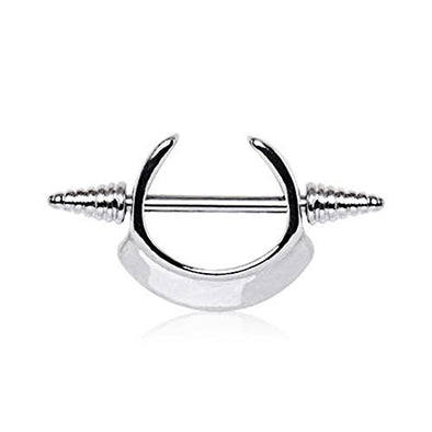 316L Stainless Steel Spiked Crescent Horseshoe WildKlass Nipple Shield-WildKlass Jewelry