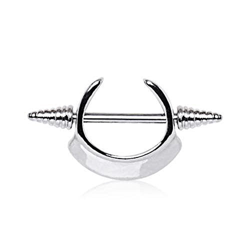 316L Stainless Steel Spiked Crescent Horseshoe WildKlass Nipple Shield-WildKlass Jewelry