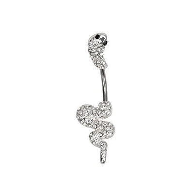 WildKlass In and Out Clear CZ Gem Snake Navel (14g 7/16's)-WildKlass Jewelry
