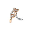 WildKlass CZ Paved Triple Heart Nose Crawlers 316L Surgical Steel L Bend Nose Stud Rings-WildKlass Jewelry