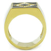 WildKlass Stainless Steel Ring IP Gold Men Top Grade Crystal Clear-WildKlass Jewelry