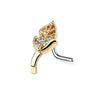 WildKlass CZ Set Leaf Nose Crawlers 316L Surgical Steel L Bend Nose Stud Rings-WildKlass Jewelry