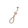 WildKlass Rose Gold Belly Ring with Clear Gem in Open Tear Drop Dangle 14g 7/16-WildKlass Jewelry