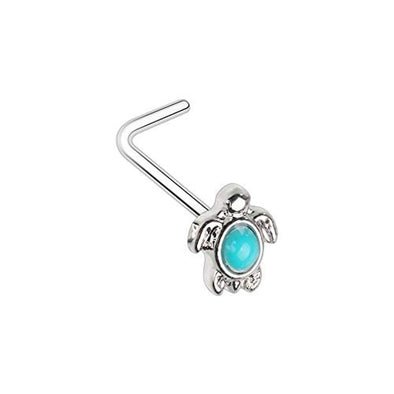 Turquoise Sea Turtle L-Shape WildKlass Nose Ring-WildKlass Jewelry
