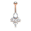 Tear Drop CZ and Marquise CZ Clustered 316L Surgical Steel WildKlass Belly Button Navel Rings-WildKlass Jewelry