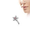 6 CZ Flower Top 316L Surgical Steel WildKlass Nose Bone Stud Rings-WildKlass Jewelry