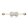 Golden Adorable Bow-Tie Sparkle WildKlass Industrial Barbell-WildKlass Jewelry