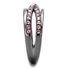 WildKlass Stainless Steel Ring IP Light Black (IP Gun) Women Top Grade Crystal Light Peach-WildKlass Jewelry