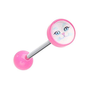 Kitty Cat Face Acrylic WildKlass Logo Barbell-WildKlass Jewelry