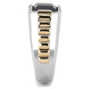 WildKlass Stainless Steel Ring Two-Tone IP Rose Gold Men Synthetic Jet-WildKlass Jewelry