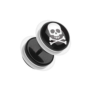 Pirate Crossbone Acrylic Fake WildKlass Plug with O-Rings-WildKlass Jewelry