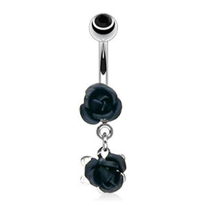 Double Metal Rose WildKlass Navel Ring Gem WildKlass Ball (Sold by Piece)-WildKlass Jewelry