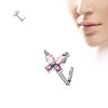 WildKlass CZ Butterfly 316L Surgical Steel L Bend Nose Stud Rings-WildKlass Jewelry
